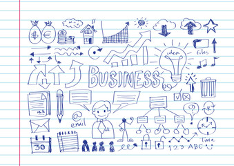 Hand doodle Business icon set idea design