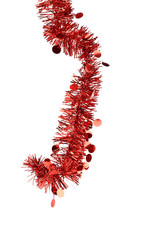 Christmas red tinsel with stars.