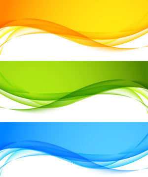 Set of wavy banners