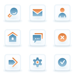 Basic web icons, white glossy buttons