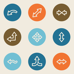 Arrows web icon set 2, color circle buttons