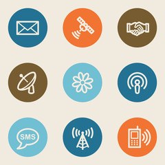 Communication web icons, color circle buttons