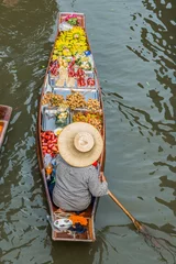 Fotobehang fruit boat Amphawa bangkok floating market thailand © snaptitude