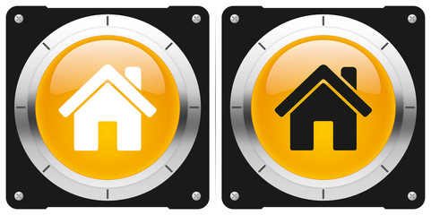Home - two modern glossy yellow icons