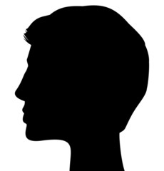 SIlhouette of a head isolated on white background