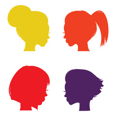 Woman hairstyle silhouettes
