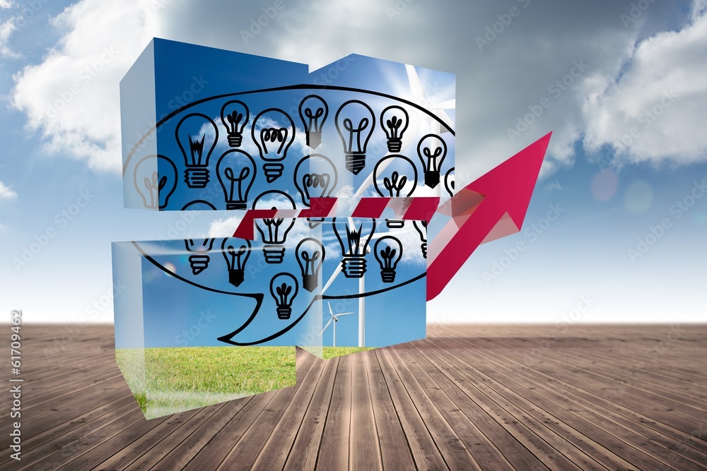 Poster Composite image of light bulbs in speech bubble on abstract