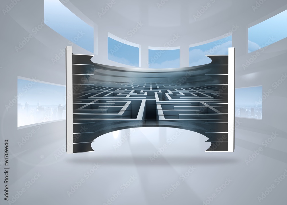 Poster Composite image of maze on abstract screen