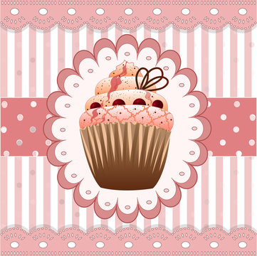cranberries cupcake on the pink background