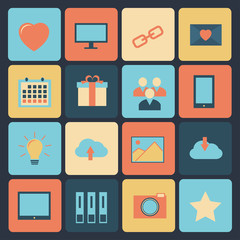 Flat set of modern vector icons .