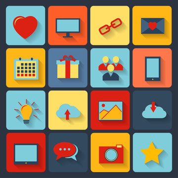 Flat set of modern vector icons .