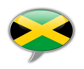Jamaican flag in a speech bubble.