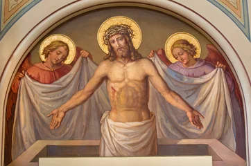Foto op Aluminium Vienna - fresco of Resurrected Christ in Carmelites church © Renáta Sedmáková