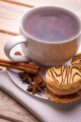 Obraz na płótnie Canvas morning breakfast. tea and fresh pastries