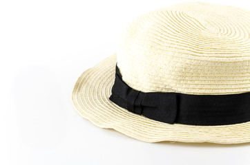 Vintage panama hat isolated white background