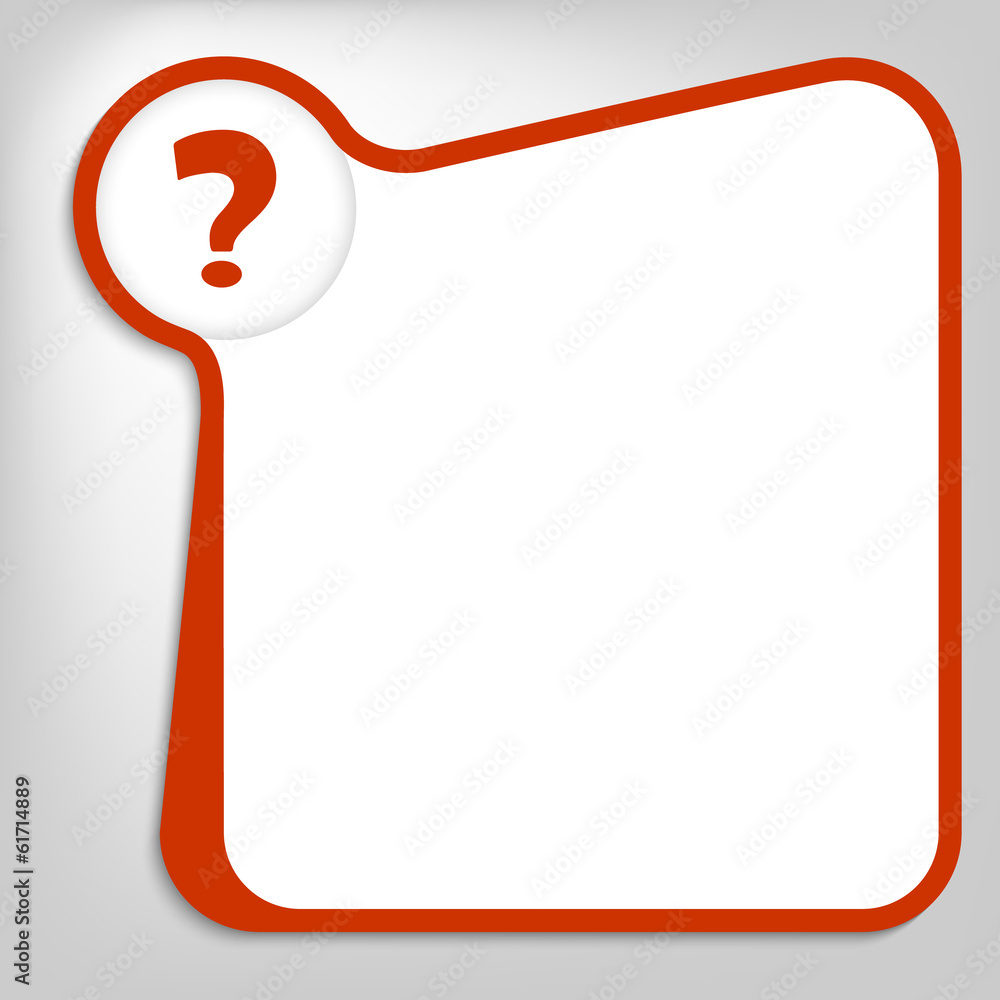 Poster red vector box for entering text with question mark