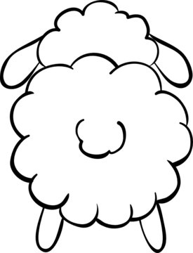 Ausmalsbild lustiges Schaf von hinten