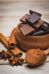 pieces of chocolate on the table