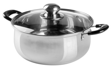 stainless steel pot on a background