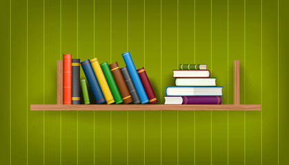 Row and stack of colorful books