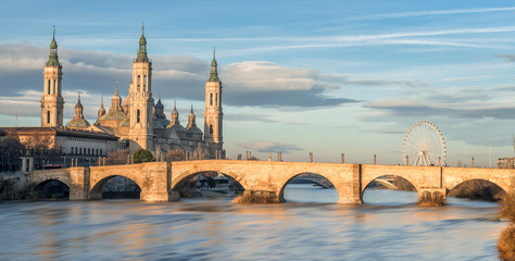 View of Basilica Pillar in Zaragoza , Spain.