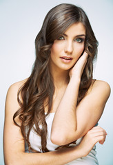 Obraz premium Close up woman face portrait with long hair.