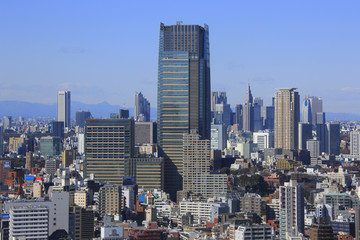 Cityscape of Shinjiku Sckyscrapers and view of Mt. Fuji 