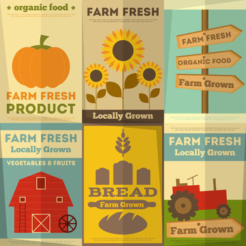 Set of Posters for Organic Farm Food