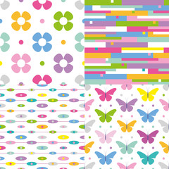 flowers, stripes, dots and butterflies pattern collection