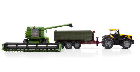 toys combine harvester and tractor with semi-trailer
