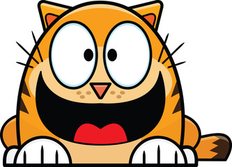 Happy Cartoon Cat With Wide Smile