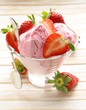 strawberry ice cream served with fresh berries