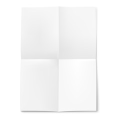 Blank sheet of paper folded in four