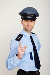 Policeman shows with his finger on you