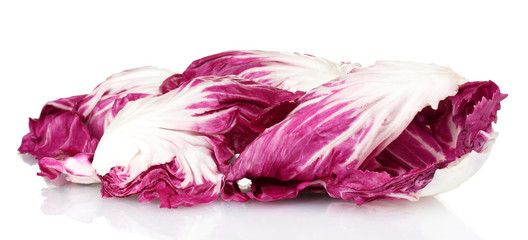 Red cabbage leaves isolated on white