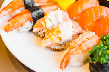 Sushi japanese food in plate