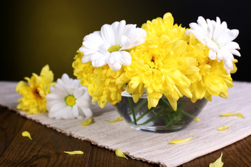 Beautiful chrysanthemum flowers in vase