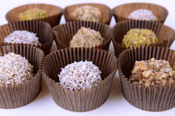 Set of chocolate candies close-up