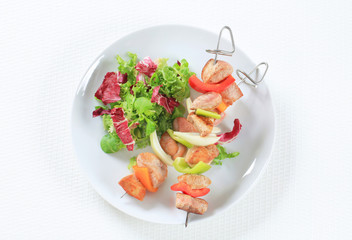 Chicken and pork skewers