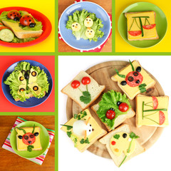 Collage of fun food for kids