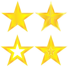 Golden stars set on the white background. Vector.