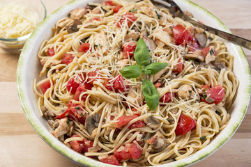 Chicken, tomato and basil linguine