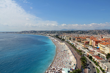 Plage de Nice, promenade des anglais (France, côte d'Azur)