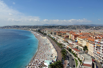 Plage de Nice, promenade des anglais (France, côte d'Azur)