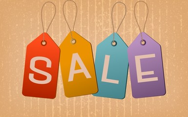Sale retro tags. Concept of discount shopping. Vector illustrati