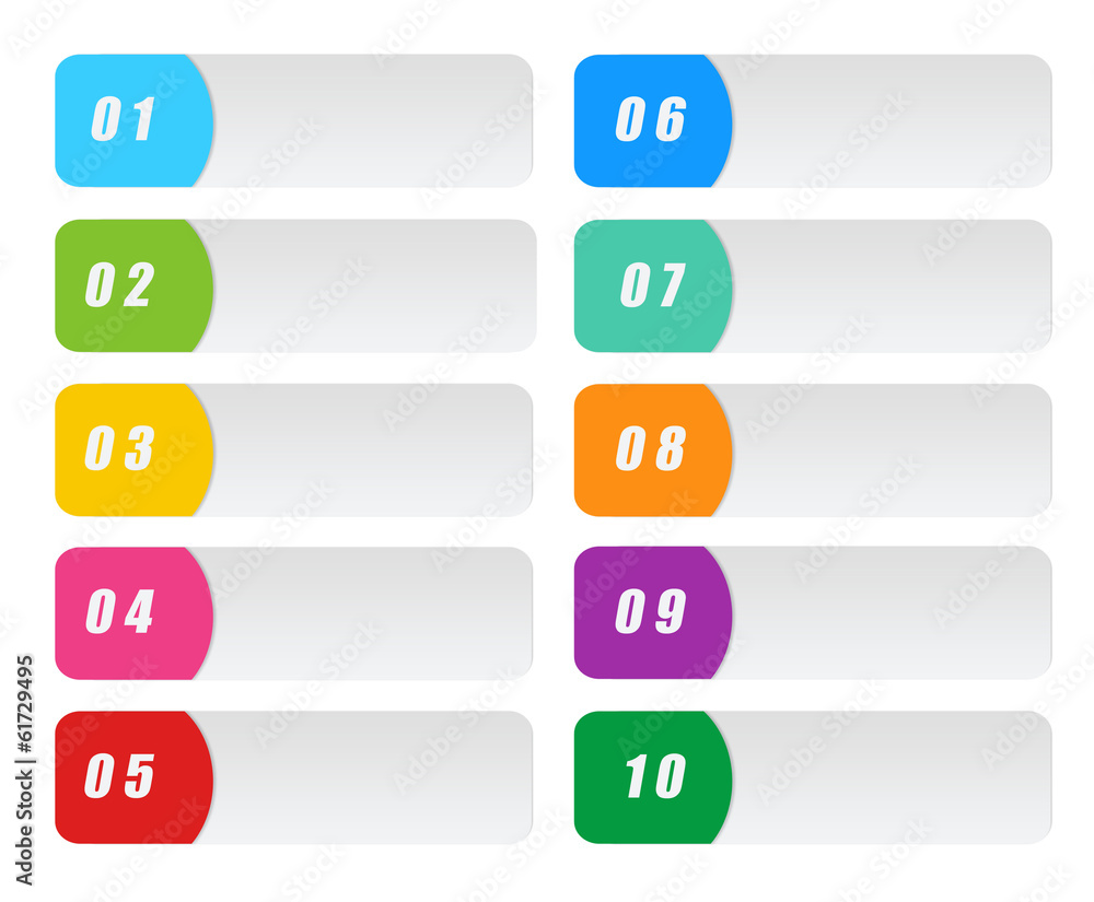 Poster colorful buttons for website menu or design