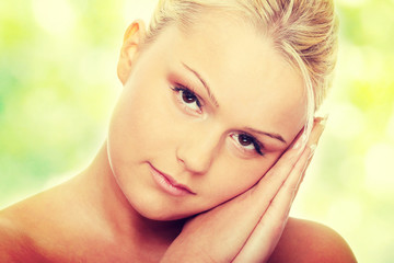Close-up of beautiful woman face