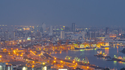 Cargo ship in Bangkok port in Thailand