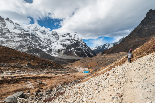 Trekkers hiking in the Everest region, Nepal