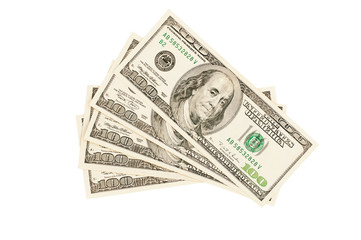 US dollars bills isolated on white background